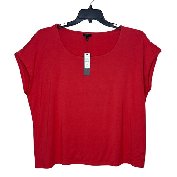 Talbots Women Petite Coral Cap Sleeve Basic Top NWT Size 1XP Double Layer Front - Picture 1 of 6